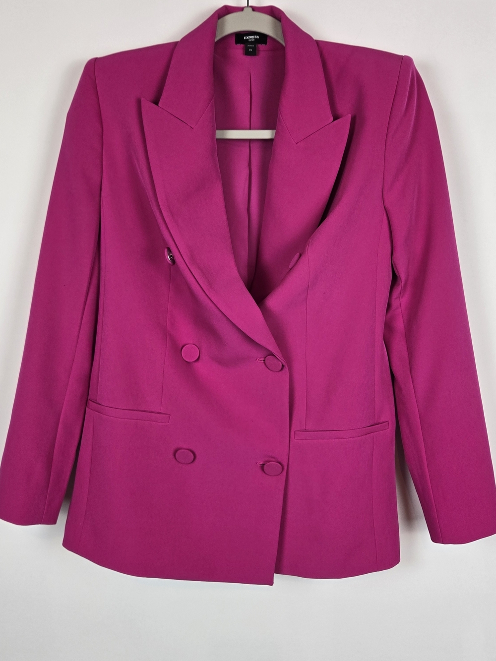 Express Women's Hot Pink Double-Breasted Magenta Oversized Retro Blazer NWOT
